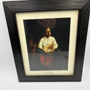 Thomas Waterman Wood Artwork Framed Fresh Eggs Farm Boy